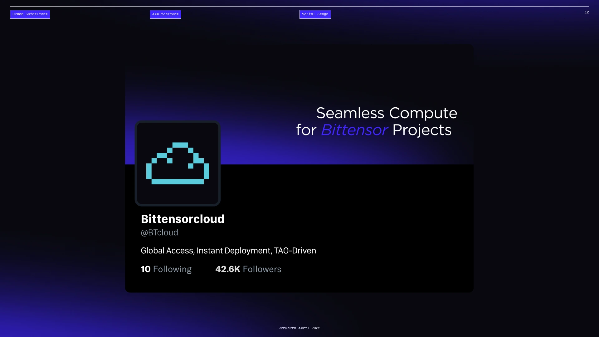 Bittensorcloud — The brand identity applied to social media.