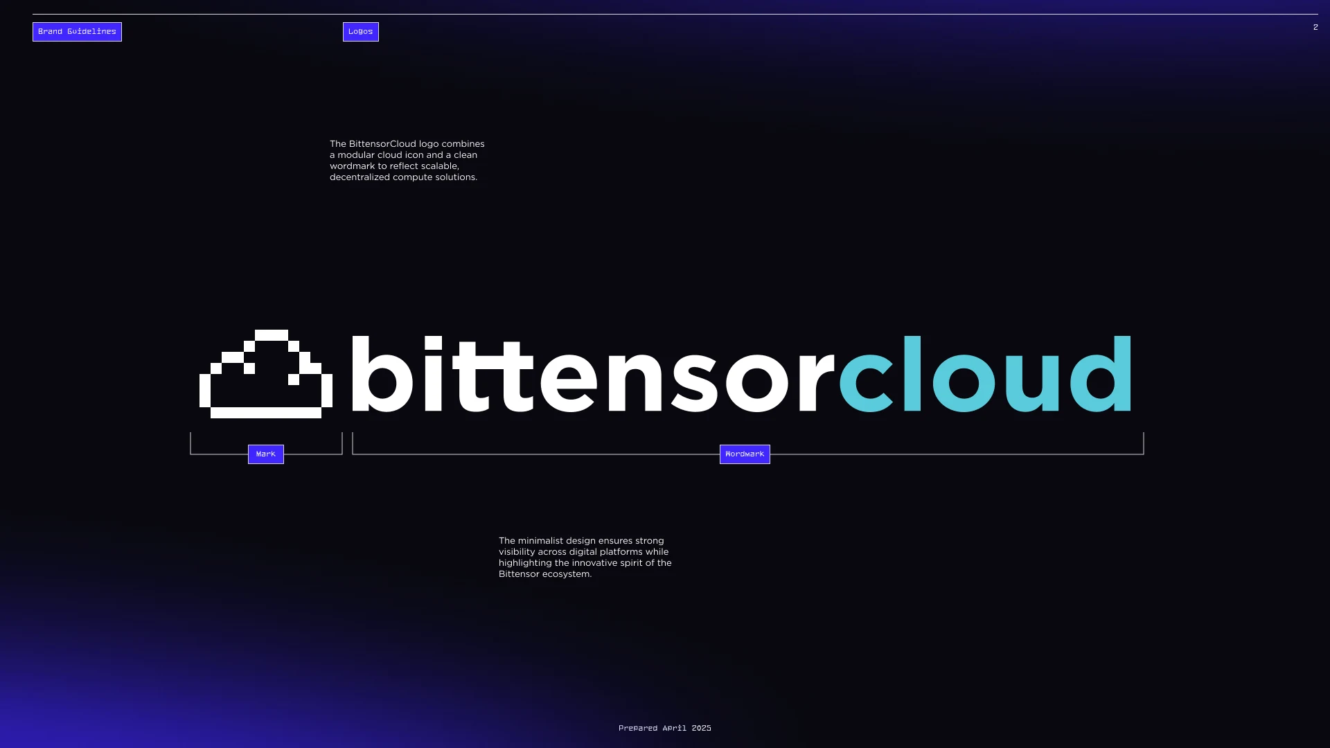 Bittensorcloud — A modular mark paired with a clear wordmark.