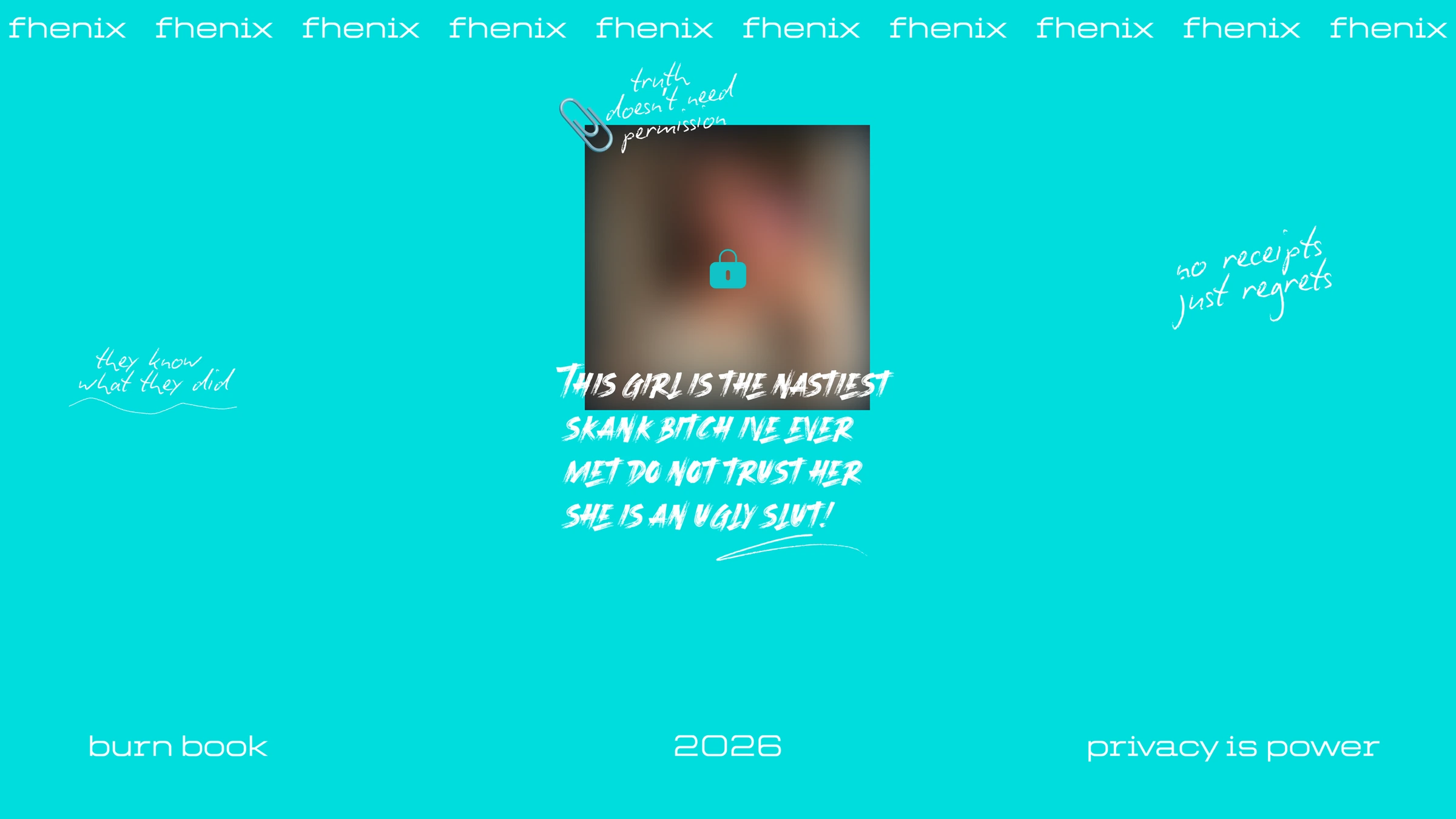 BurnBook — Privacy-themed campaign artwork.