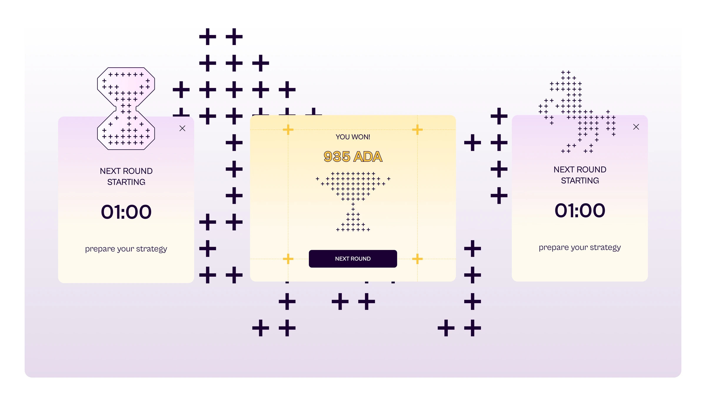 Exacta — Round transitions, countdowns, and results.