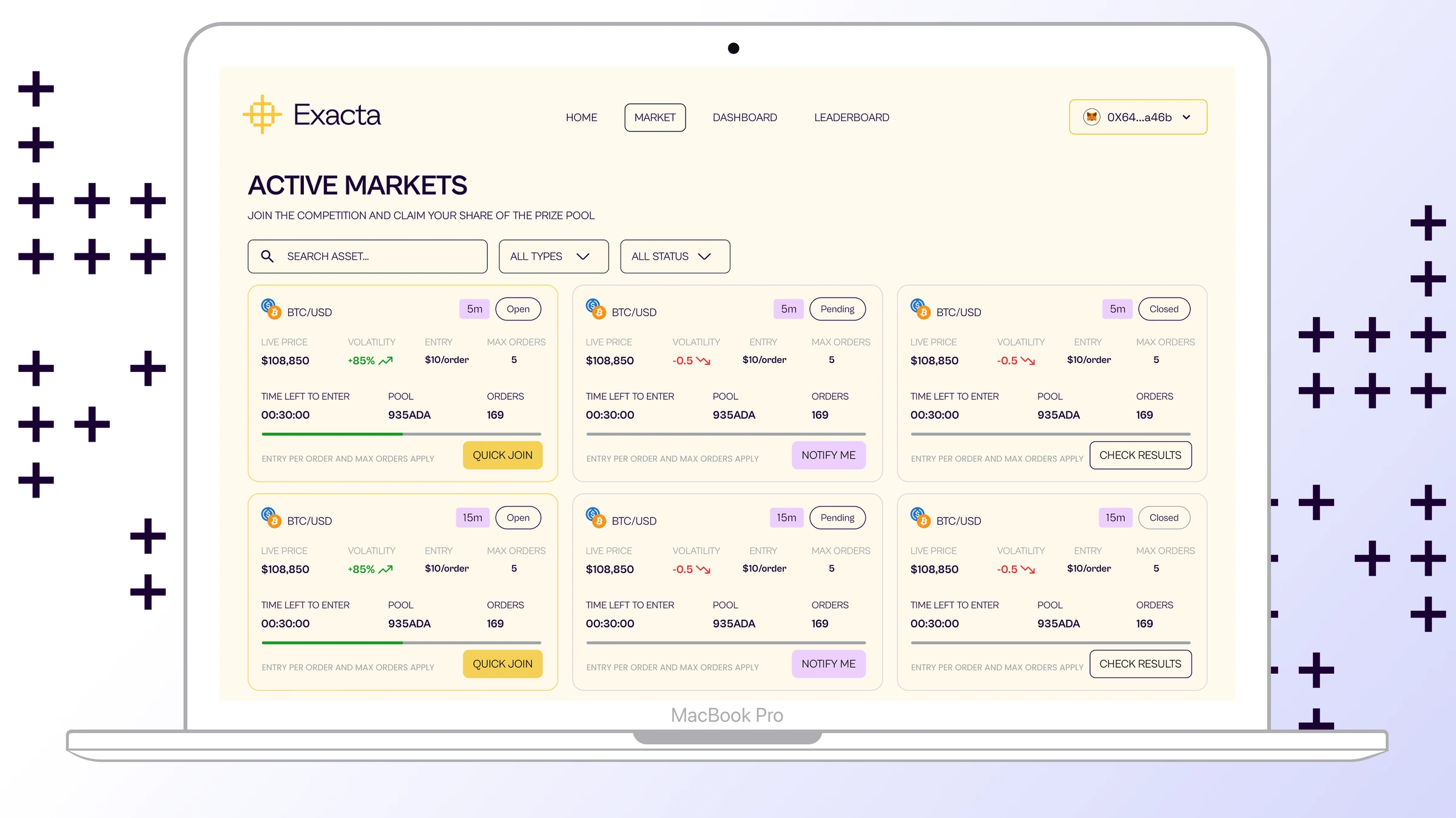 Exacta — Exploring active markets on desktop.