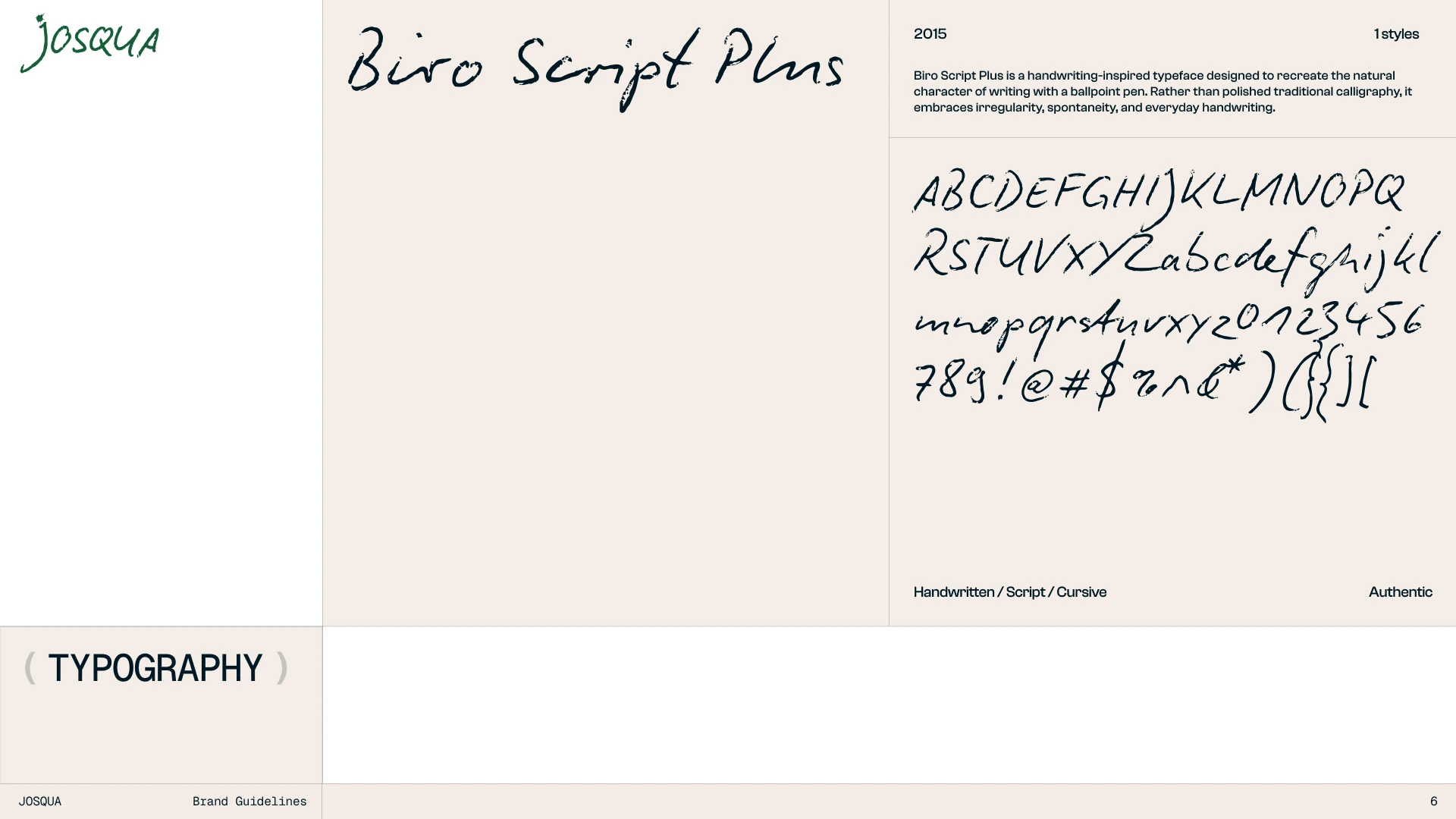 JOSQUA — Typography with a handwritten character.